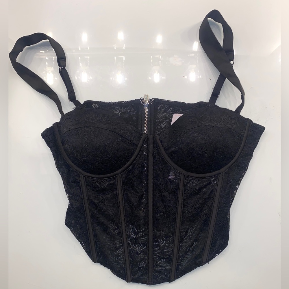 Oh Polly black lace corset/bustier top